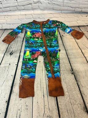 Sugar Swan Alien Invasion Farms Bamboo Zippie Romper
